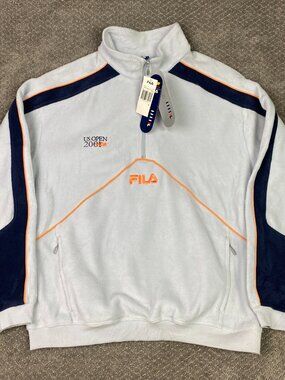Vintage Fila US Open 2001 Tennis Fleece Jacket Mens Large Gray Track Warm Up